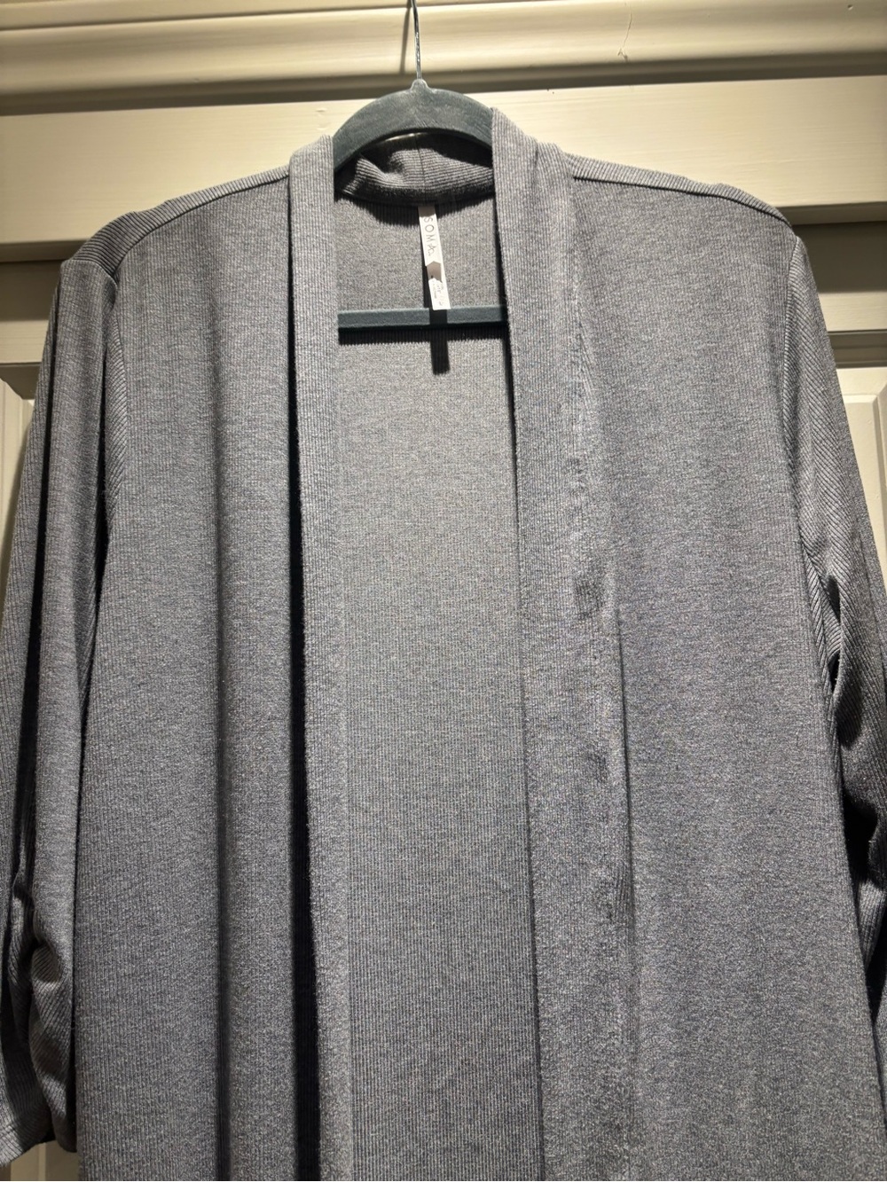 Soma Ribbed Gray Open-Front Cardigan - Picture 4 of 10